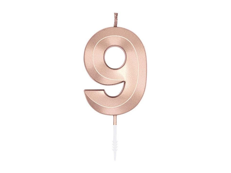 Globos Cake Candle 6cm Metallic Rose Gold no. 9
