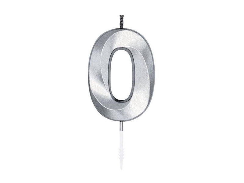 Globos Cake Candle 6cm Metallic Silver no.0