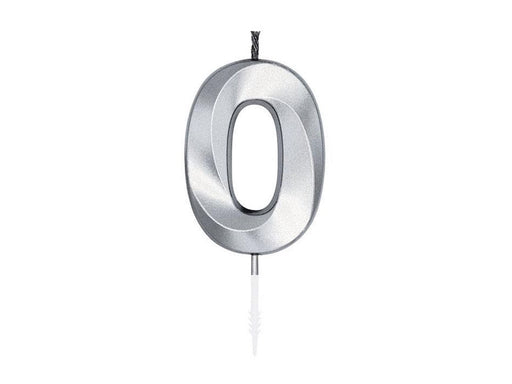 Globos Cake Candle 6cm Metallic Silver no.0