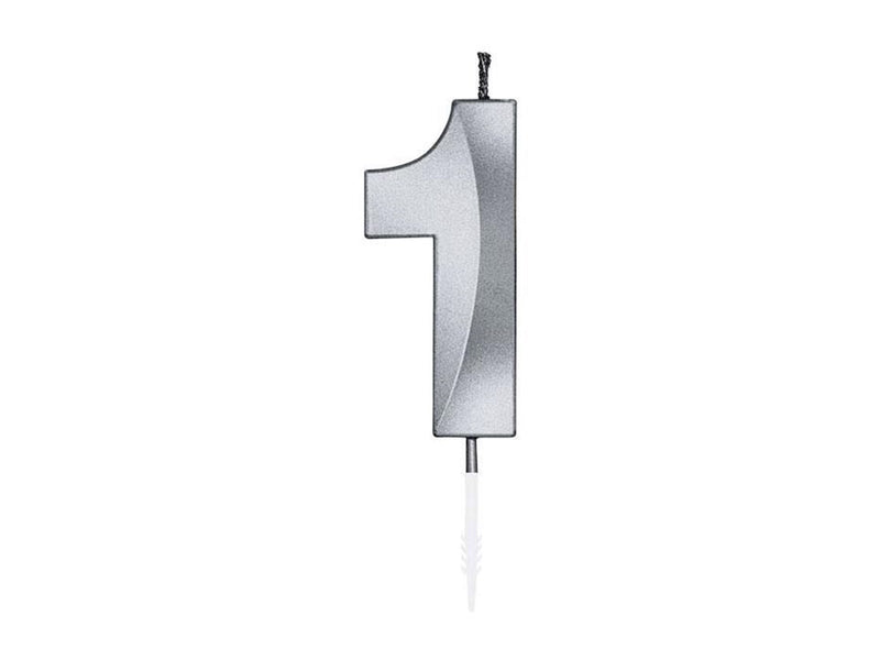 Globos Cake Candle 6cm Metallic Silver no.1