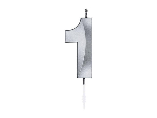 Globos Cake Candle 6cm Metallic Silver no.1