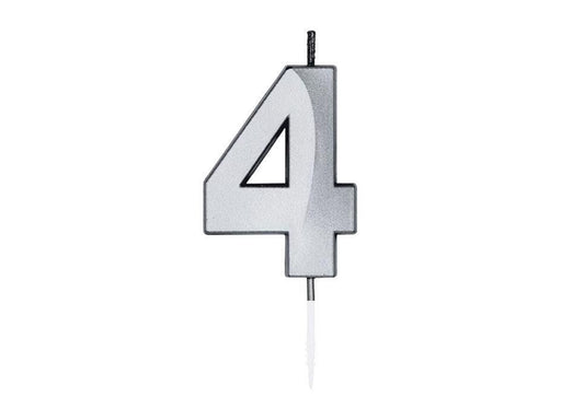 Globos Cake Candle 6cm Metallic Silver no.4