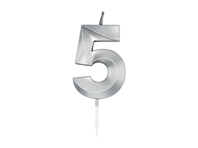 Globos Cake Candle 6cm Metallic Silver no.5