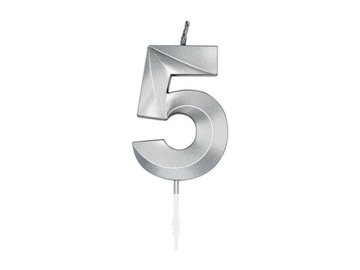 Globos Cake Candle 6cm Metallic Silver no.5
