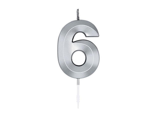 Globos Cake Candle 6cm Metallic Silver no.6