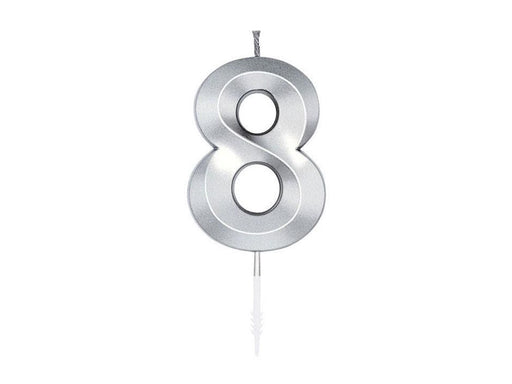 Globos Cake Candle 6cm Metallic Silver no.8