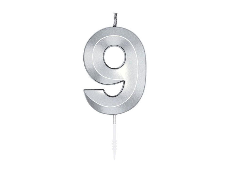 Globos Cake Candle 6cm Metallic Silver no.9