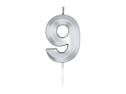 Globos Cake Candle 6cm Metallic Silver no.9