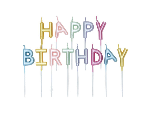 Globos Cake Candle Set "Happy Birthday" Pastel Colors