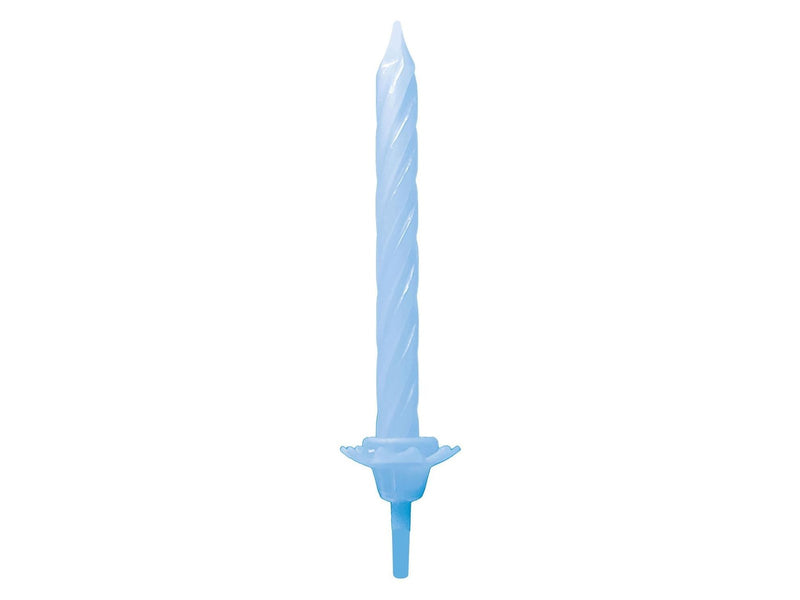 Globos Cake Candles with Holders Light Blue - 12 pcs.