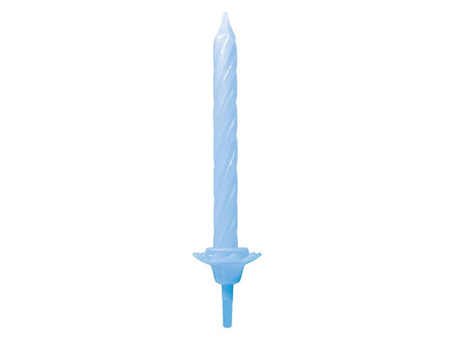 Globos Cake Candles with Holders Light Blue - 12 pcs.