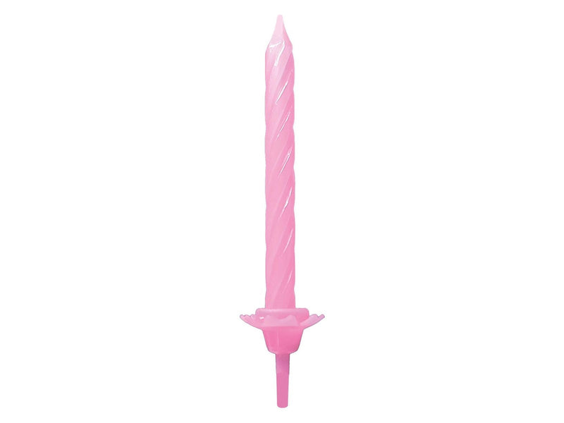 Globos Cake Candles with Holders Light Pink - 12 pcs.