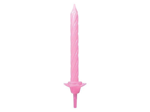 Globos Cake Candles with Holders Light Pink - 12 pcs.