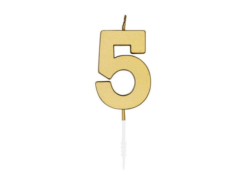 Globos Cake candle 4.5cm Metallic Gold no. 5