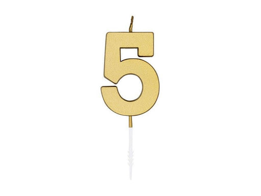 Globos Cake candle 4.5cm Metallic Gold no. 5