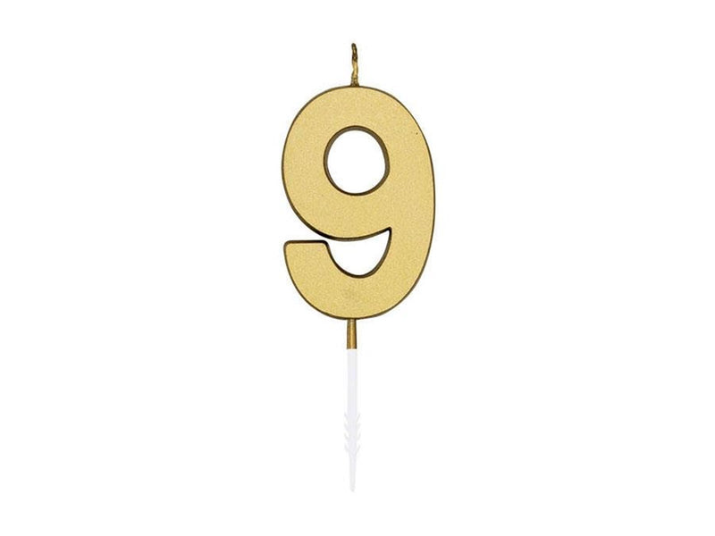 Globos Cake candle 4.5cm Metallic Gold no. 9