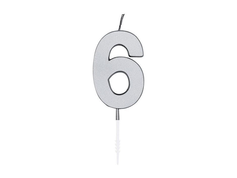 Globos Cake candle 4.5cm Metallic Silver no. 6