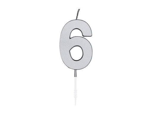 Globos Cake candle 4.5cm Metallic Silver no. 6