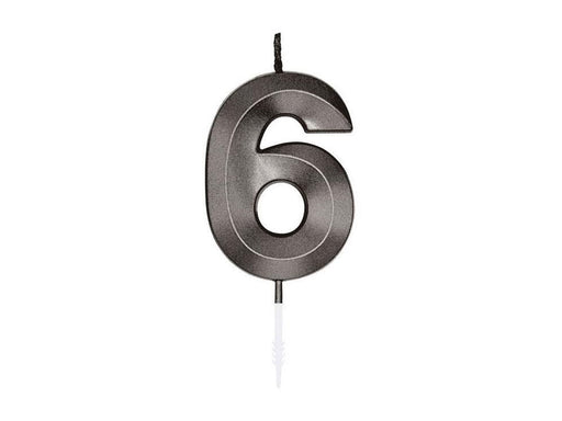 Globos Cake candle 6cm Metallic Black no. 6
