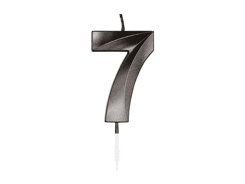 Globos Cake candle 6cm Metallic Black no. 7