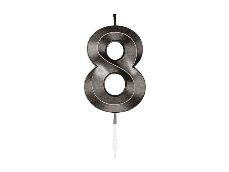 Globos Cake candle 6cm Metallic Black no. 8