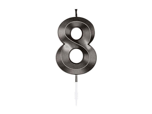 Globos Cake candle 6cm Metallic Black no. 8