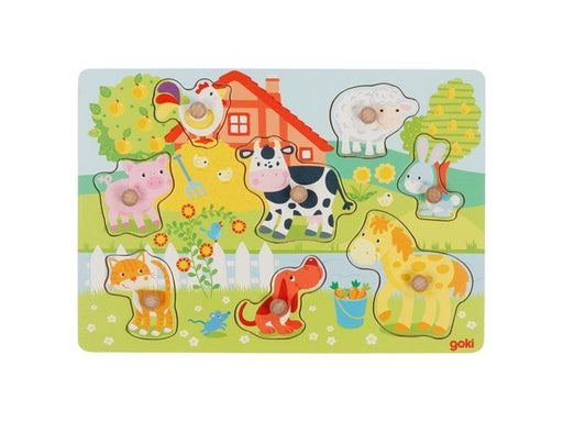 Goki - Farm animals lift-out puzzle - (57392) Holz
