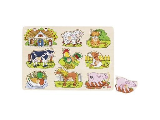 Goki Stud Puzzle Farm Animals with Sound Holz