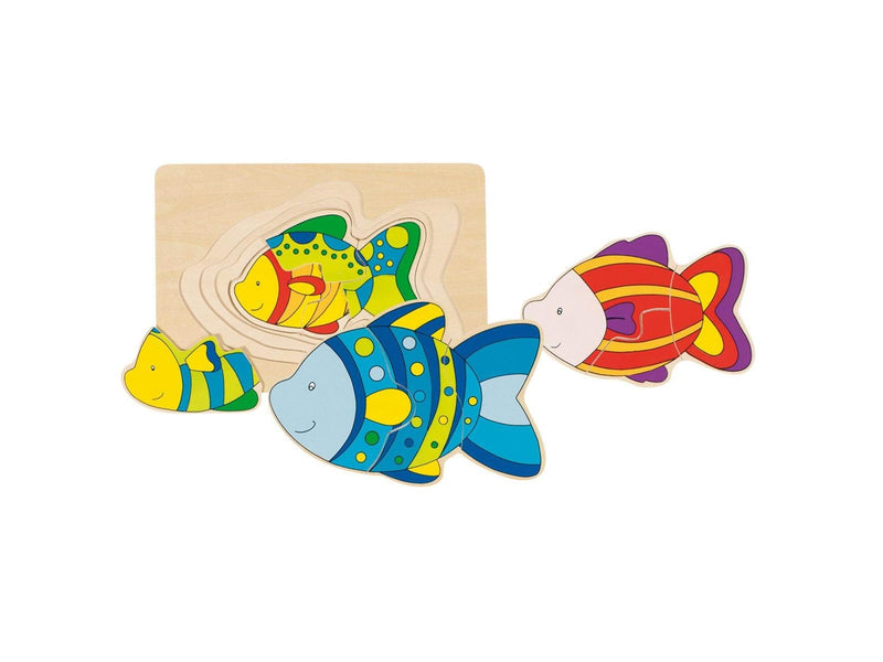Goki Wooden 3-layer Puzzle Vis Holz