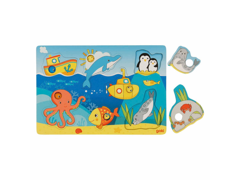 Goki Wooden Background Puzzle Sea Animals 7 pcs. Holz
