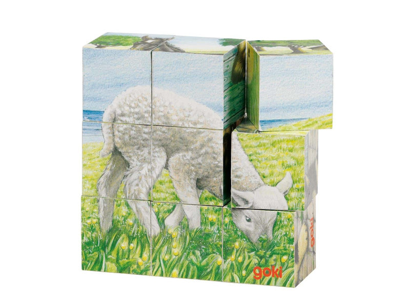 Goki Wooden Block Puzzle Farm Holz