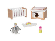 Goki Wooden Doll Furniture Baby Room 12 pieces.