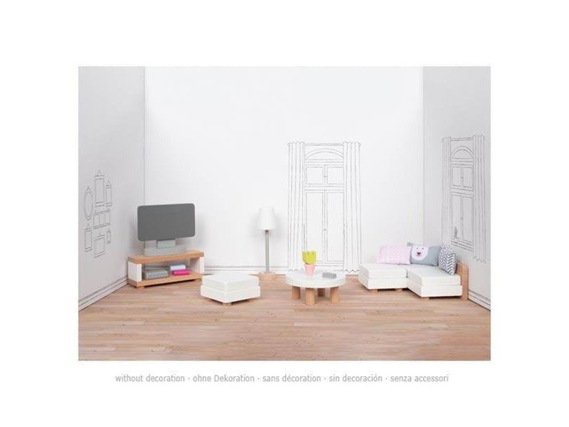 Goki Wooden Doll Furniture Living Room 15 pieces.