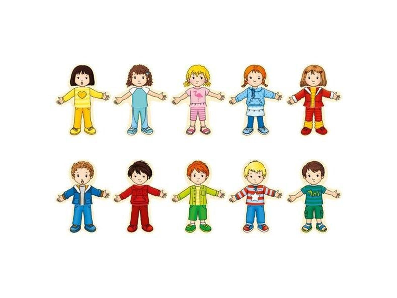 Goki Wooden Dress Up Puzzle Boy and Girl in Wooden Box 36 pcs. Holz