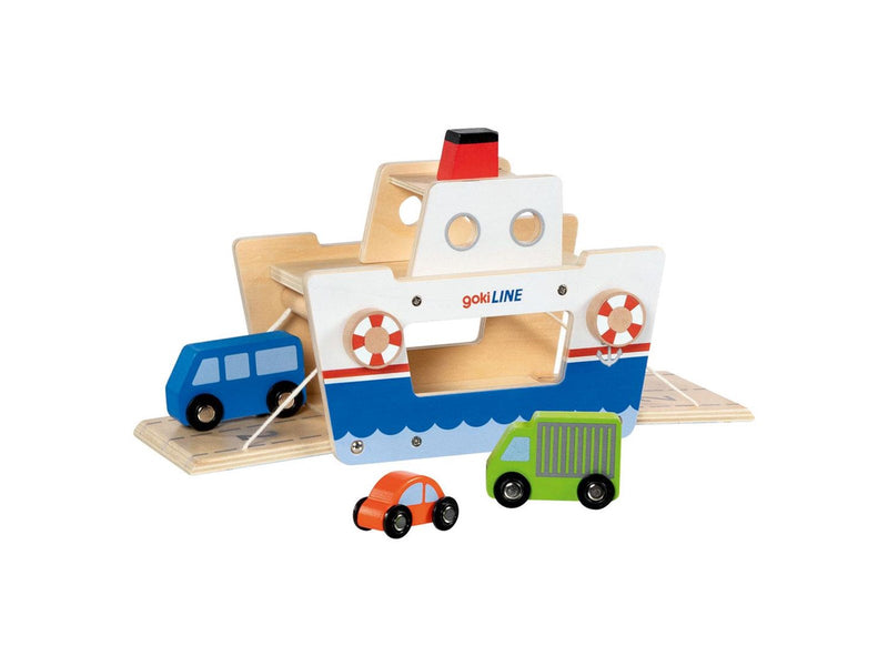 Goki Wooden Ferry with 3 Vehicles