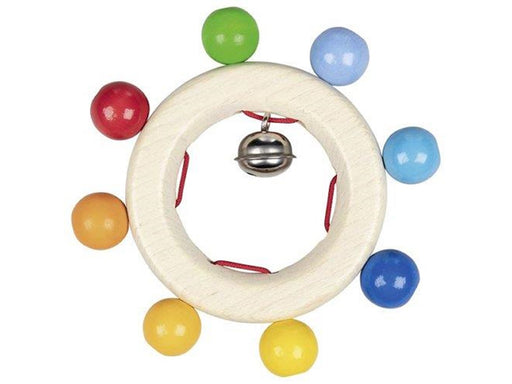 Goki Wooden Grab Ring with Rainbow Beads