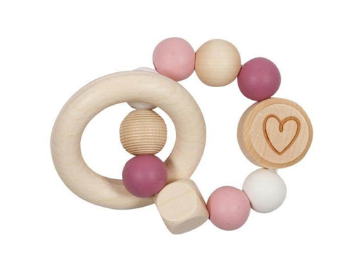 Goki Wooden Gripping Ring Heart Pink