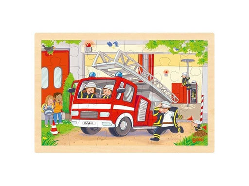 Goki Wooden Jigsaw Puzzle - Helicopter and Fire Truck - 24 pcs. Holz
