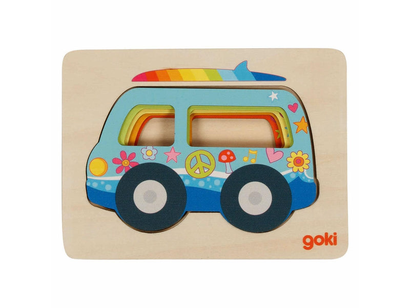 Goki Wooden Layer Puzzle Car 5 pcs. Holz