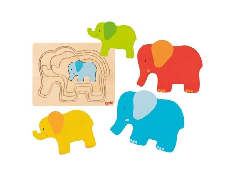 Goki Wooden Layer Puzzle Elephant 5 pcs. Holz