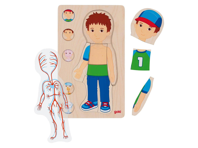 Goki Wooden Layer Puzzle Human Body Boy 29 pcs.