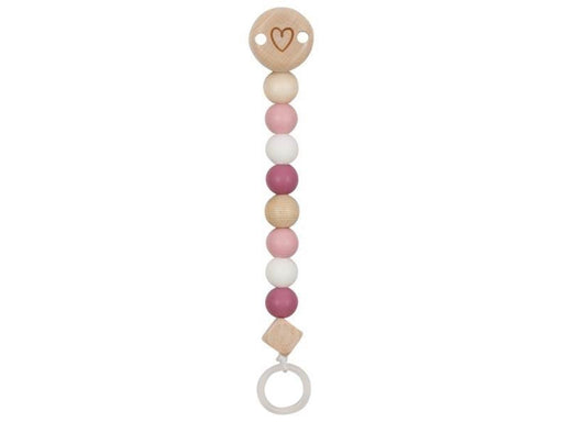 Goki Wooden Pacifier Chain Heart Pink