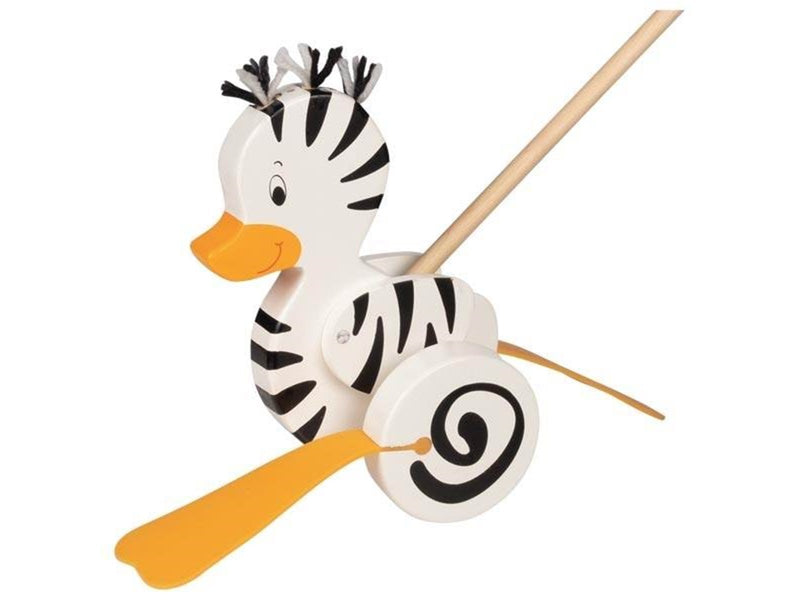 Goki Wooden Push Figure Zebra Duck