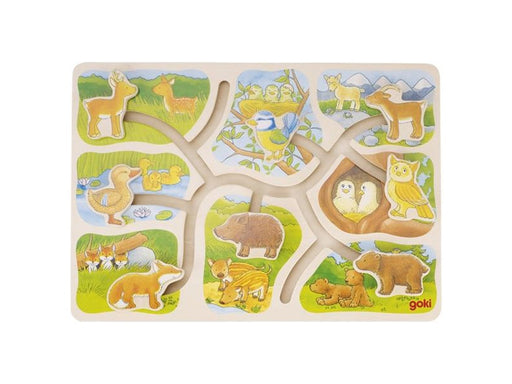 Goki Wooden Sliding Puzzle Who Belongs to Who 8 pcs. Holz