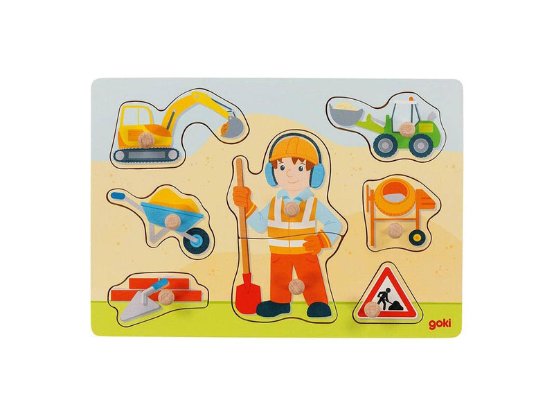 Goki Wooden Stud Puzzle Construction Worker 8 pcs Holz