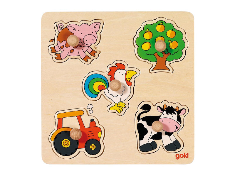 Goki Wooden Stud Puzzle Farm Holz