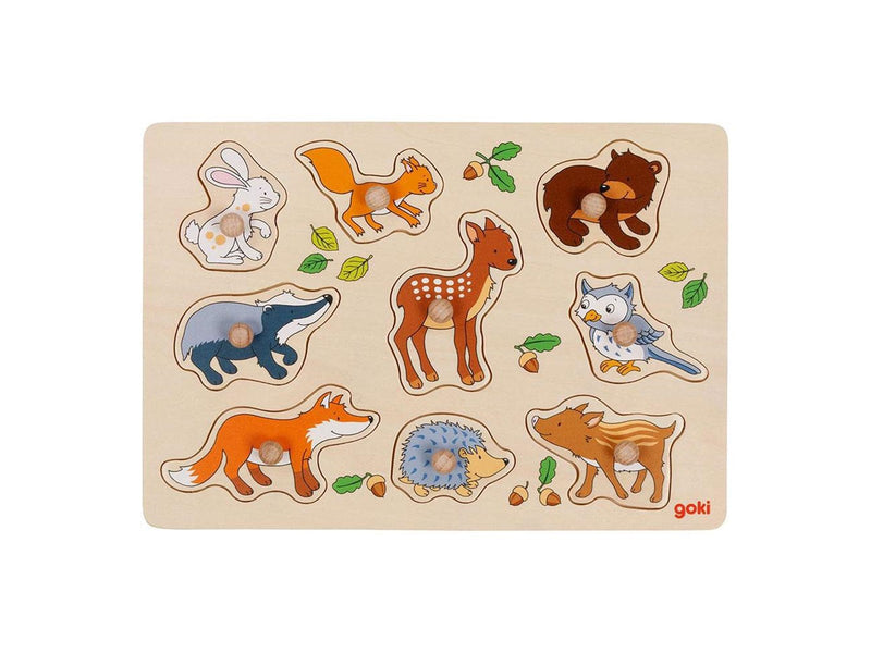 Goki Wooden Stud Puzzle Forest Animals 9 pcs. Holz