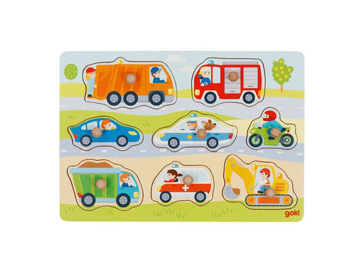 Goki Wooden Stud Puzzle Vehicles 7 pcs. Holz