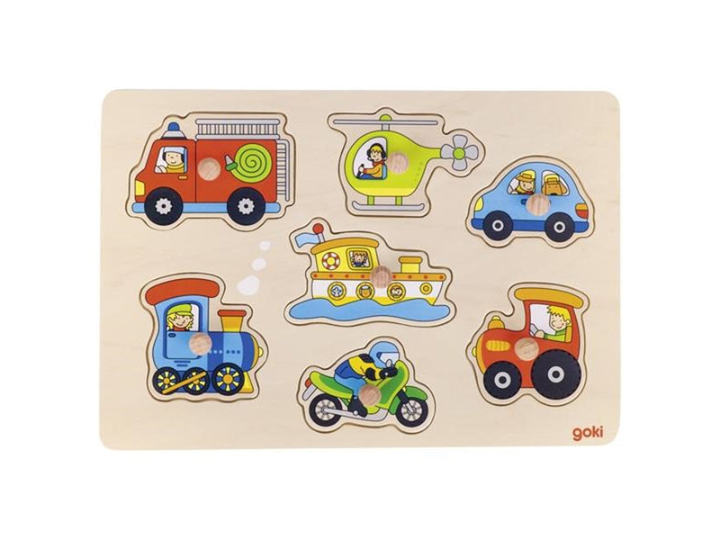 Goki Wooden Stud Puzzle Vehicles 7pcs. Holz