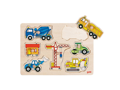 Goki Wooden Stud Puzzle - Work Vehicles Holz